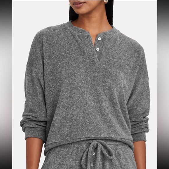 DONNI. XXL Grey Terry‎ Henley Sweatshirt - Picture 1 of 6